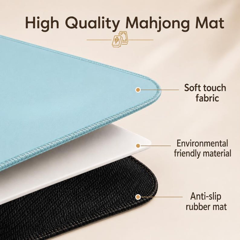 Blue Chinoiserie Mahjong Mat, Elegant French Toile Garden Table Decor, Grandmillennial Washable Game Mat
