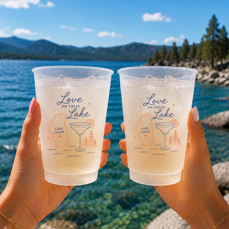 Personalized Frosted Cups, Lake Tahoe Bachelorette Party Favors, Custom Bach Weekend Cups