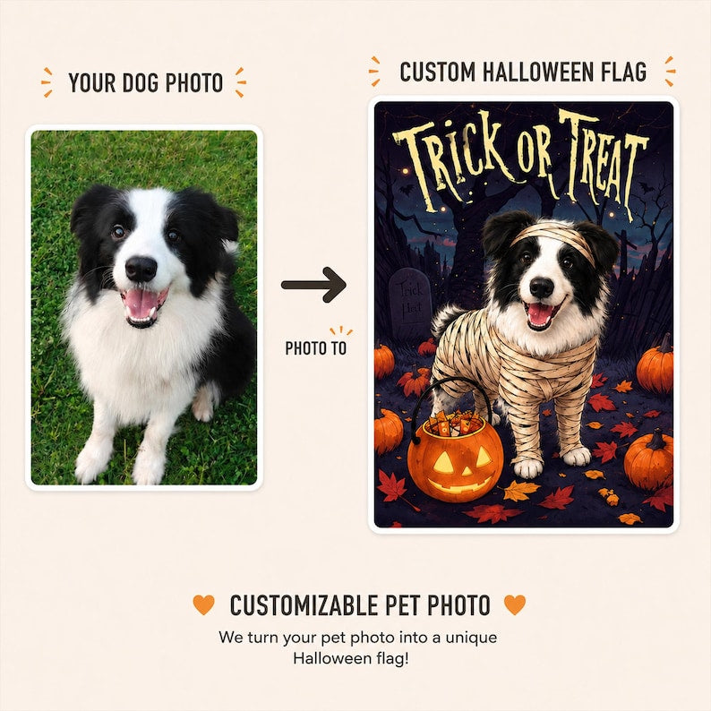 French Bulldog Halloween Garden Flag, Mummy Dog Trick or Treat Flag, Outdoor Halloween Decor