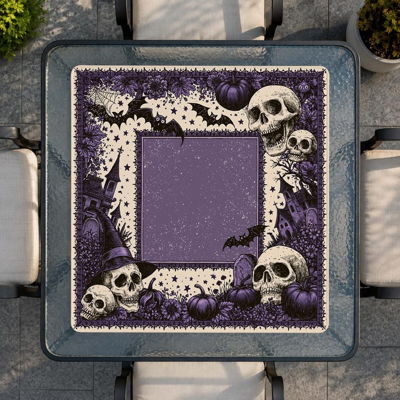 Purple Halloween Mahjong Mat, Spooky American Mahjong Table Mat
