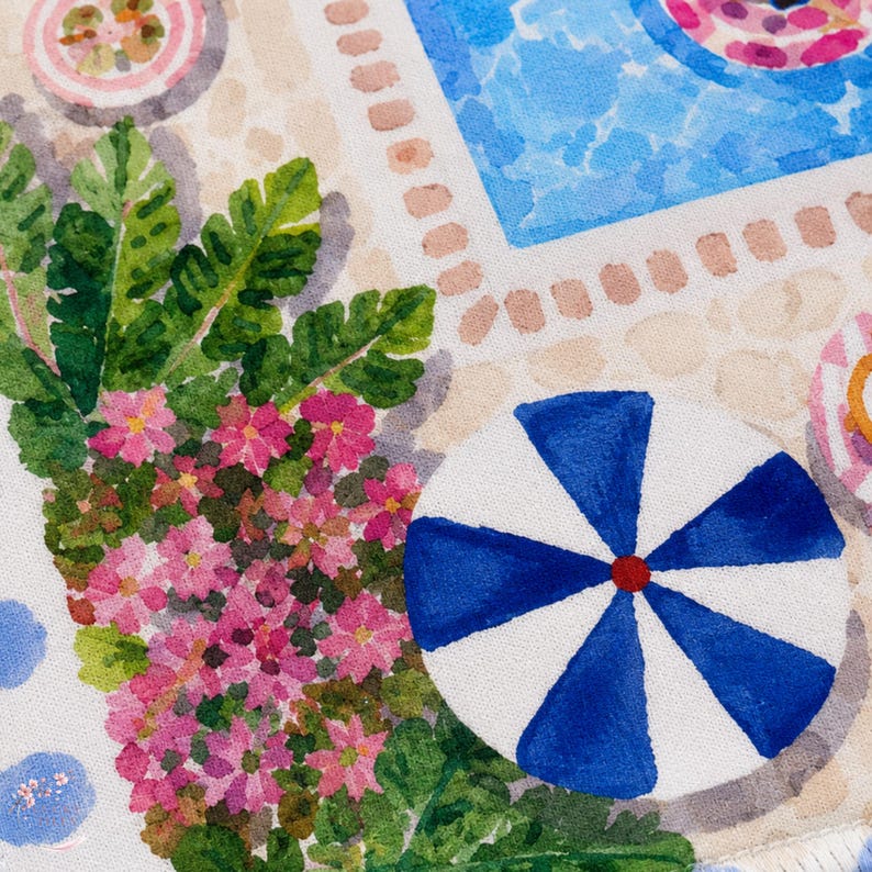 Sunny Poolside Resort Mahjong Mat, American Mahjong Mat, Palm Beach Pool Garden, Summer Swim Club Mahjong Gift