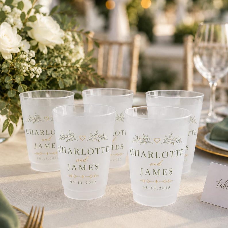 Personalized Wedding Frosted Cups, Custom Wedding Frosted Cups, Customized Wedding