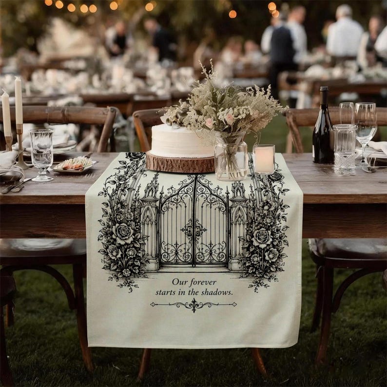 Personalized Gothic Wedding Tapestry, Custom Archway Welcome Sign