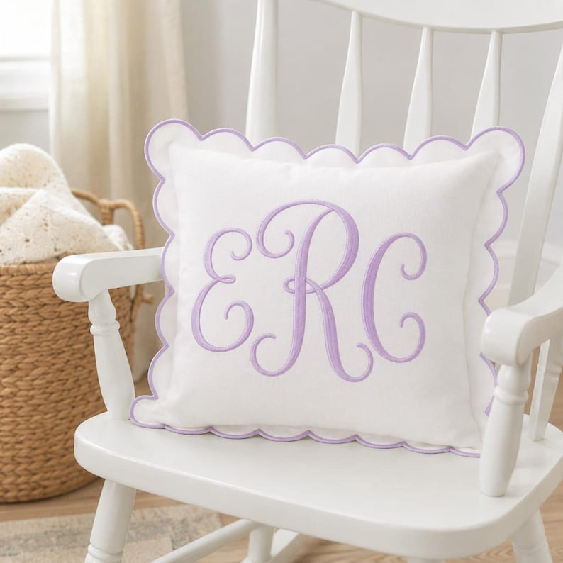 Personalized Monogram Pillow Cover, Custom Embroidered Name Pillow, Nursery Decor Cushion, Baby Room Pillow