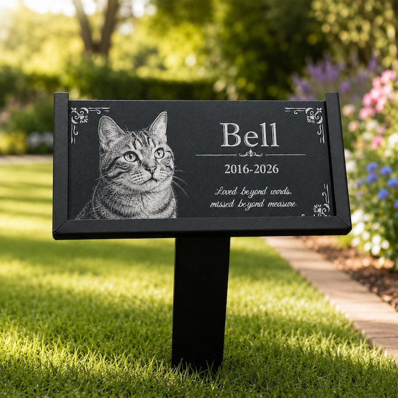 Personalized Pet Memorial Stone, Custom Dog Grave Marker, Photo Engraving Garden Stone, Cat Sympathy Gift