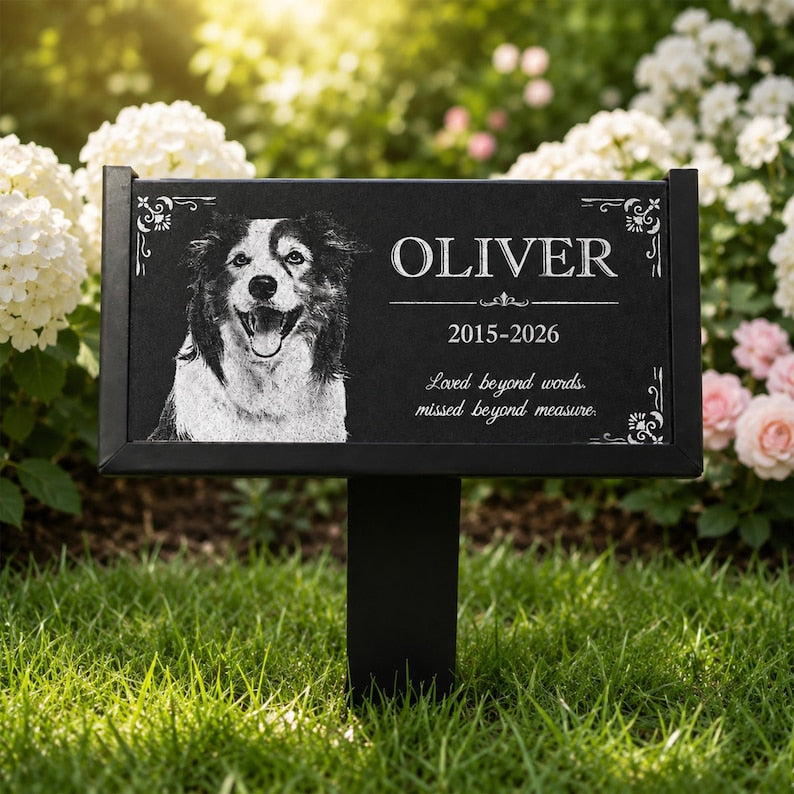 Personalized Pet Memorial Stone, Custom Dog Grave Marker, Photo Engraving Garden Stone, Cat Sympathy Gift
