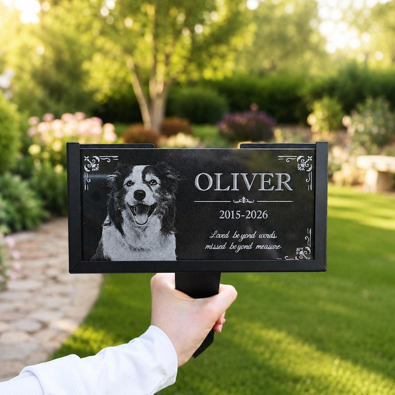 Personalized Pet Memorial Stone, Custom Dog Grave Marker, Photo Engraving Garden Stone, Cat Sympathy Gift