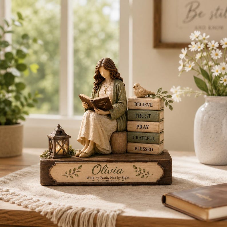 Personalized Christian Women Wooden Block, Confirmation Gift, Religious Gift for Her, Bible Verse Gift