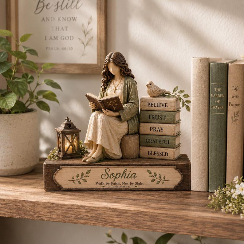 Personalized Christian Women Wooden Block, Confirmation Gift, Religious Gift for Her, Bible Verse Gift
