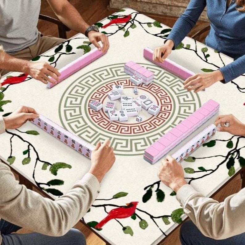 Cardinals Limited Edition Mahjong Mat, Guest Artist Martha Lynn Mitchell Fine Art Original Design, Gift for Mahjongg Host Player Teacher
