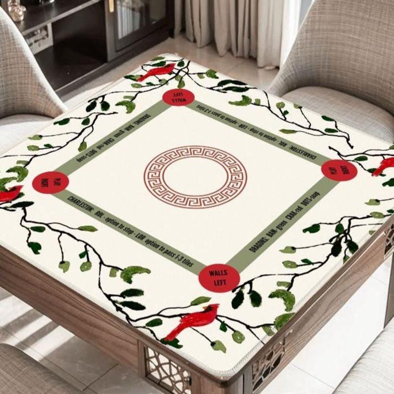 Cardinals Limited Edition Mahjong Mat, Guest Artist Martha Lynn Mitchell Fine Art Original Design, Gift for Mahjongg Host Player Teacher