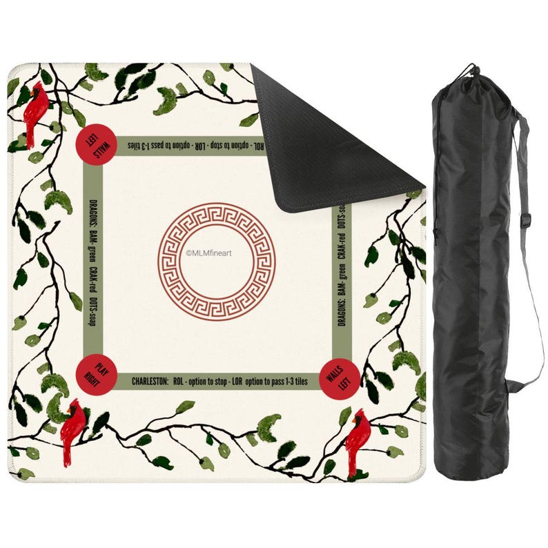 Cardinals Limited Edition Mahjong Mat, Guest Artist Martha Lynn Mitchell Fine Art Original Design, Gift for Mahjongg Host Player Teacher