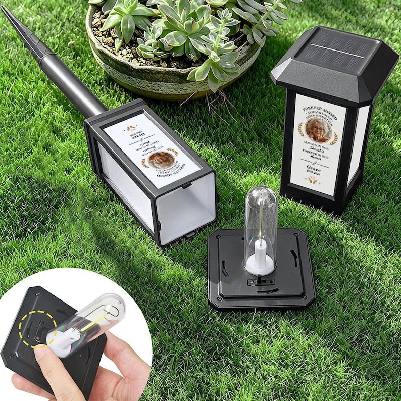 Personalized Forever in My Hearts Waterproof Photo Solar Garden Stake Light, Remembrance Gift