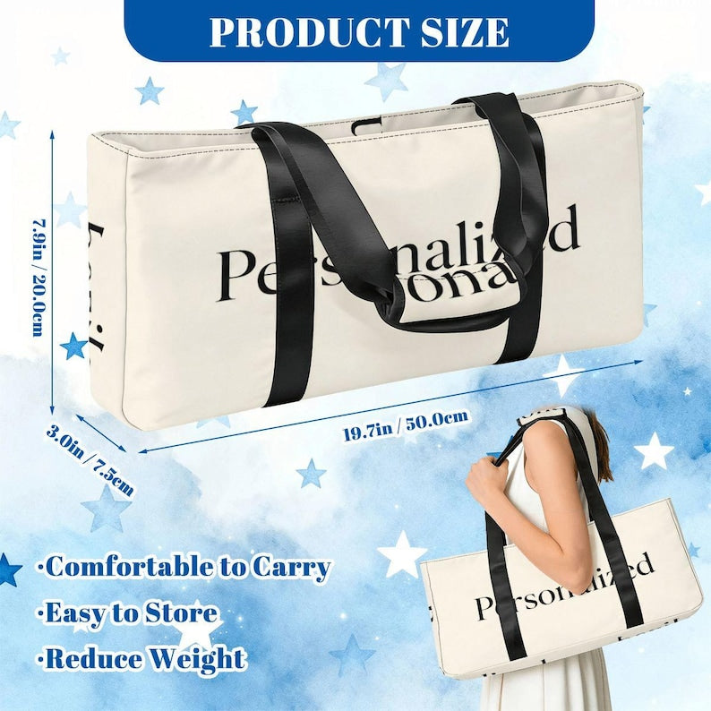 Personalized Mahjong Bag Set, 3-Piece Canvas Tile and Rack Organizer, Custom Name Travel Case