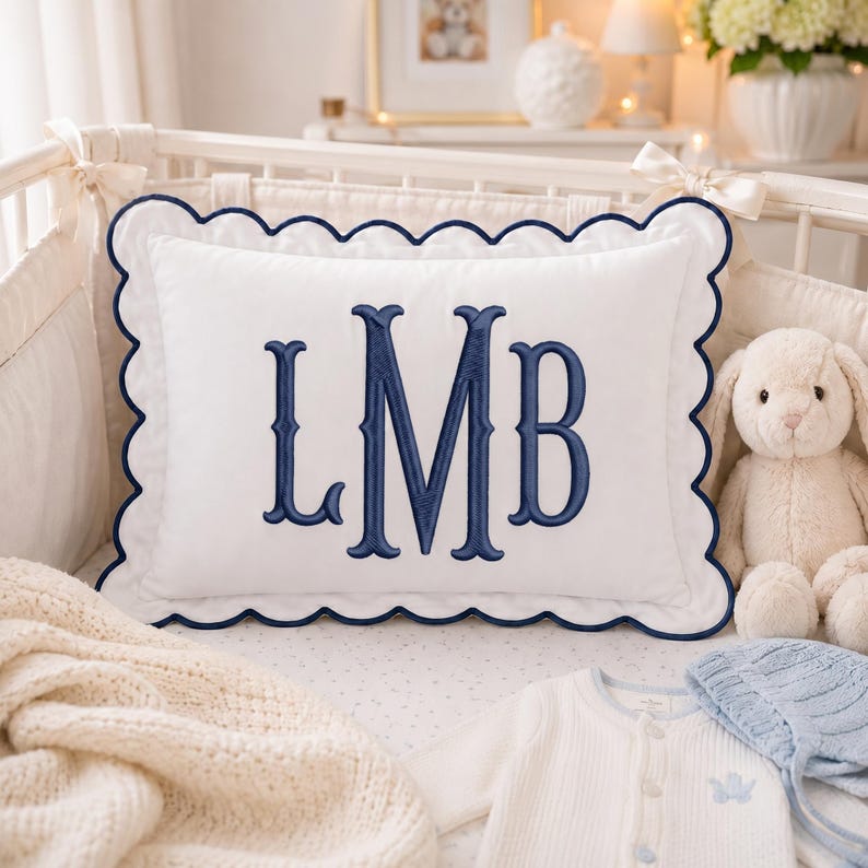 Personalized Monogram Pillow Cover, Custom Text Embroidered Pillow Cover