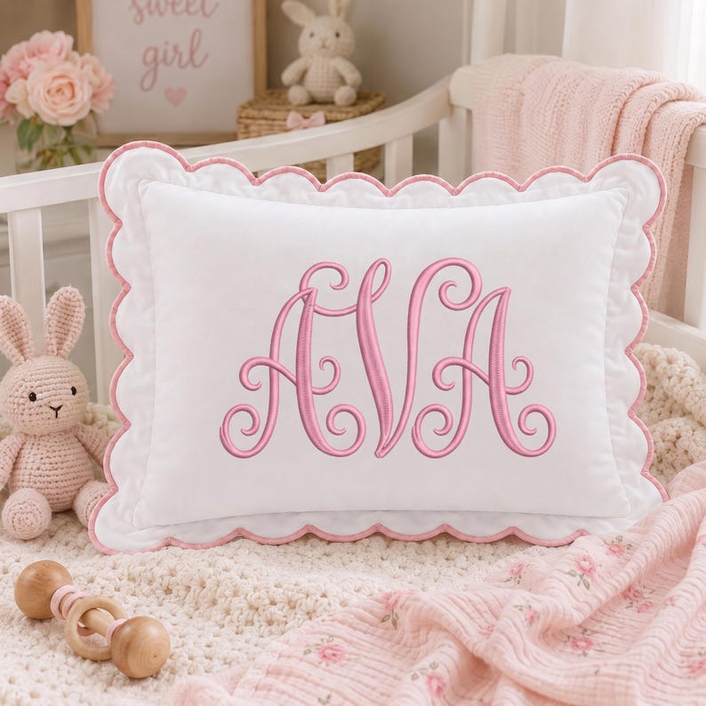 Personalized Monogram Pillow Cover, Custom Text Embroidered Pillow Cover
