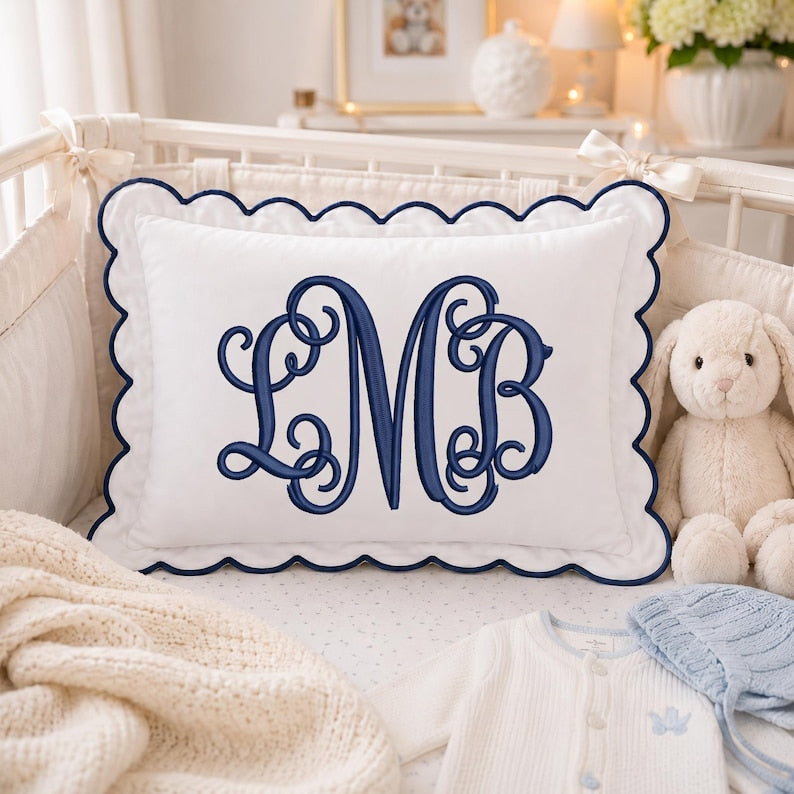 Personalized Monogram Pillow Cover, Custom Text Embroidered Pillow Cover