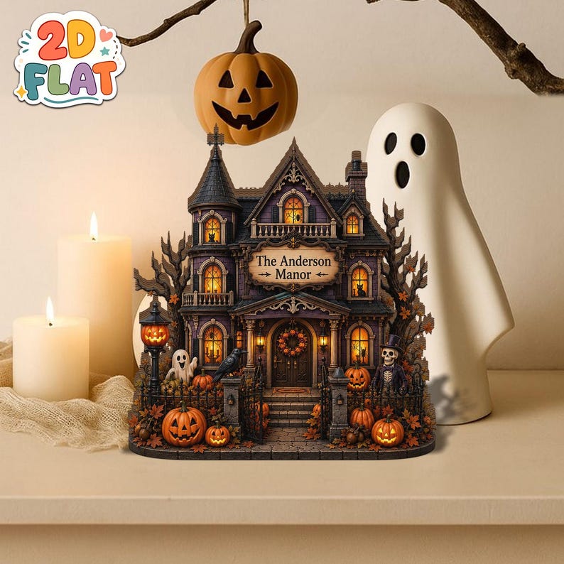 Personalized Halloween Block Decor, Custom Haunted House Sign, Family Name Halloween Decoration