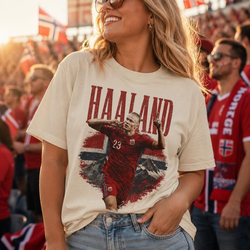 E.H Illustration T-shirt, Soccer Fan Tee, Norway Football Supporter