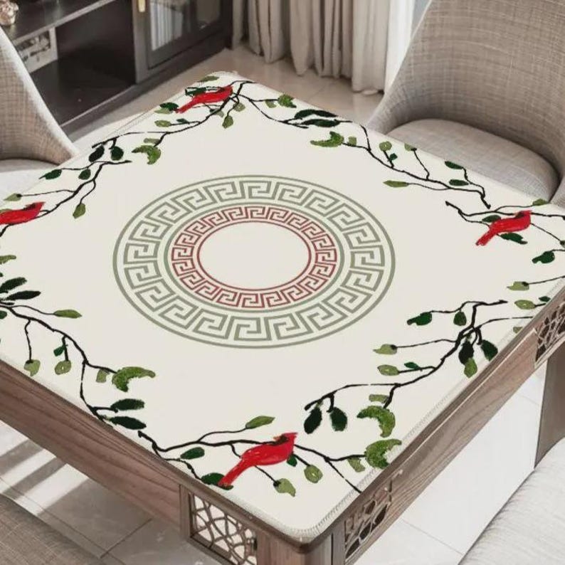 Cardinals Limited Edition Mahjong Mat, Guest Artist Martha Lynn Mitchell Fine Art Original Design, Gift for Mahjongg Host Player Teacher