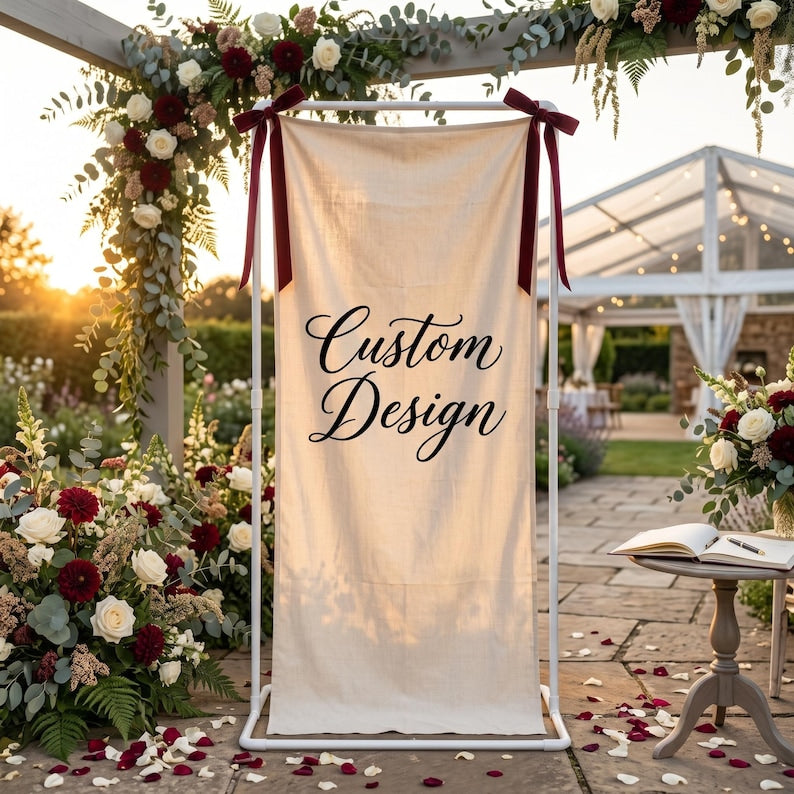 Custom Design Banner, Personalized Backdrop, Wedding Welcome Sign, Bridal Shower Banner