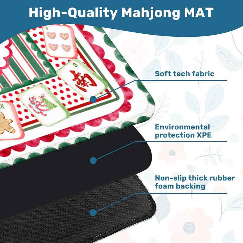 Christmas Mahjong Mat, Personalized Mahjong Playing Mat, Holiday Mahjong Gift, Game Mat