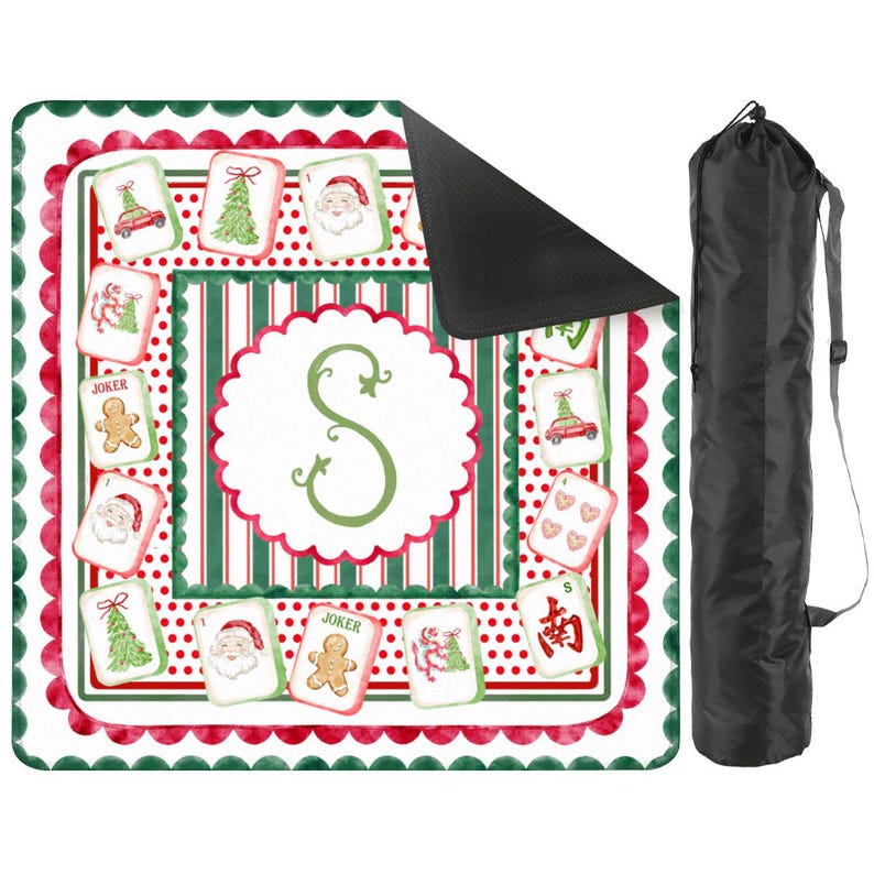 Christmas Mahjong Mat, Personalized Mahjong Playing Mat, Holiday Mahjong Gift, Game Mat