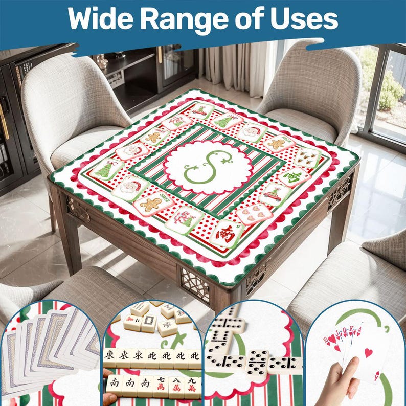 Christmas Mahjong Mat, Personalized Mahjong Playing Mat, Holiday Mahjong Gift, Game Mat