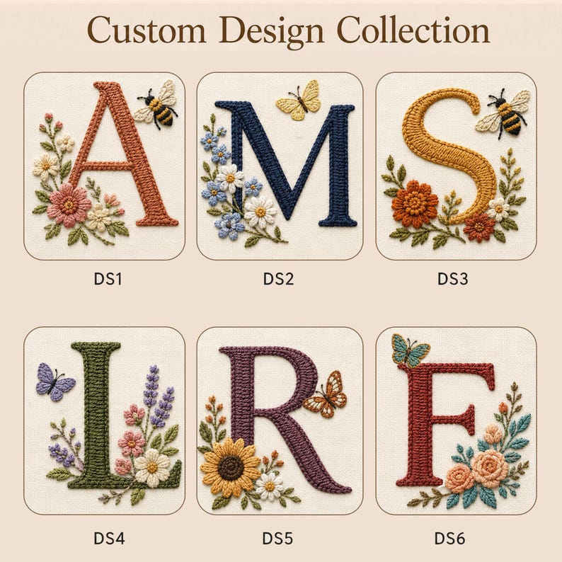 Custom Embroidered Monogram With Floral Oval Hoop Art, Personalized Embroidery Wall Hangings Decor