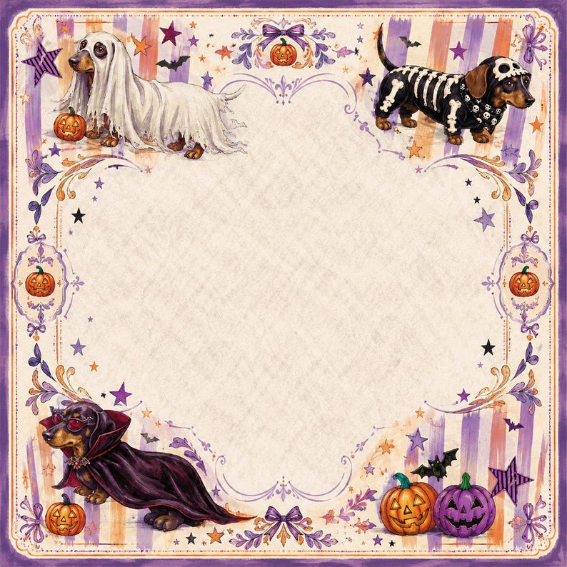 Spooky Dachshund, Halloween Mahjong Mat, Game Table Protector, Unique Mah Jongg Playing Surface, Pumpkins, Dog Lover Gift