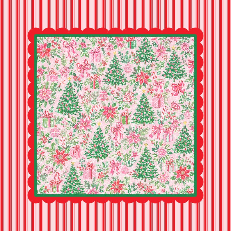 Christmas Mahjong Mat, Holiday Mahjong Mat, Xmas Floral Mahjong Mat, Holiday Mahjong Mat, Green and Red Mahjong