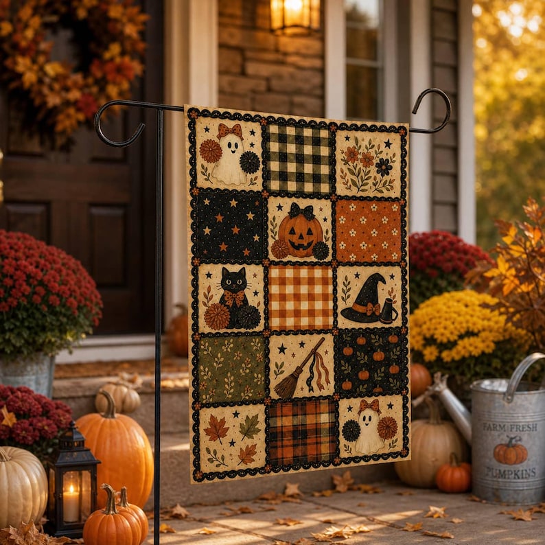 Cheerleader Theme Garden Flag Halloween Patchwork Fall Yard Decor