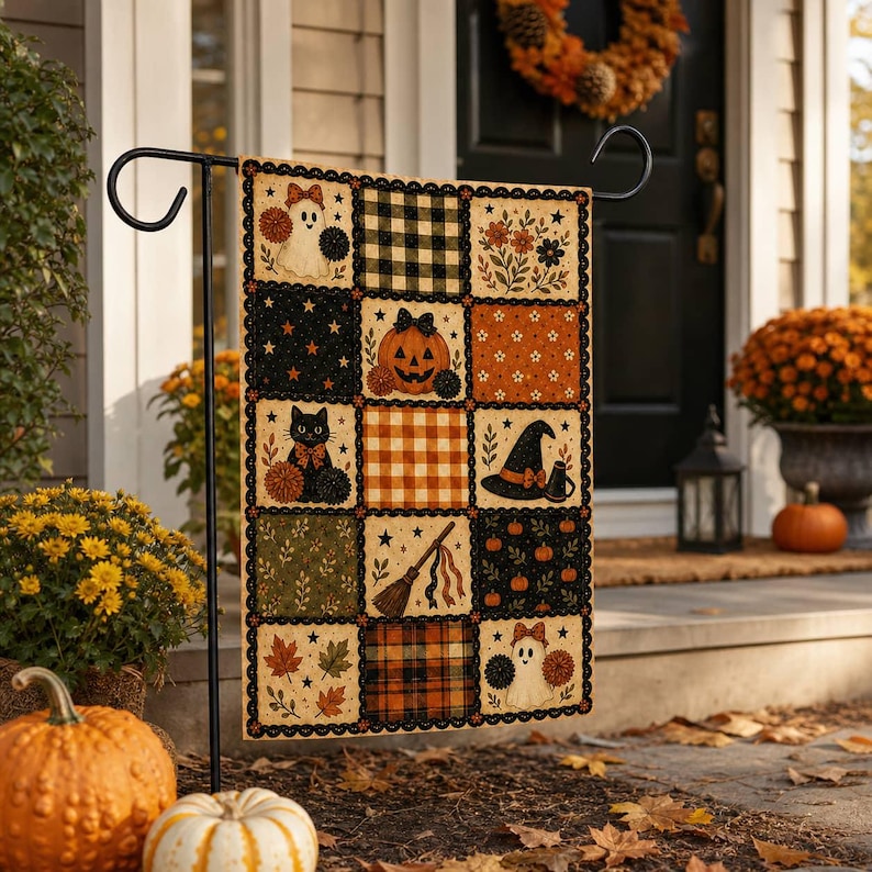 Cheerleader Theme Garden Flag Halloween Patchwork Fall Yard Decor