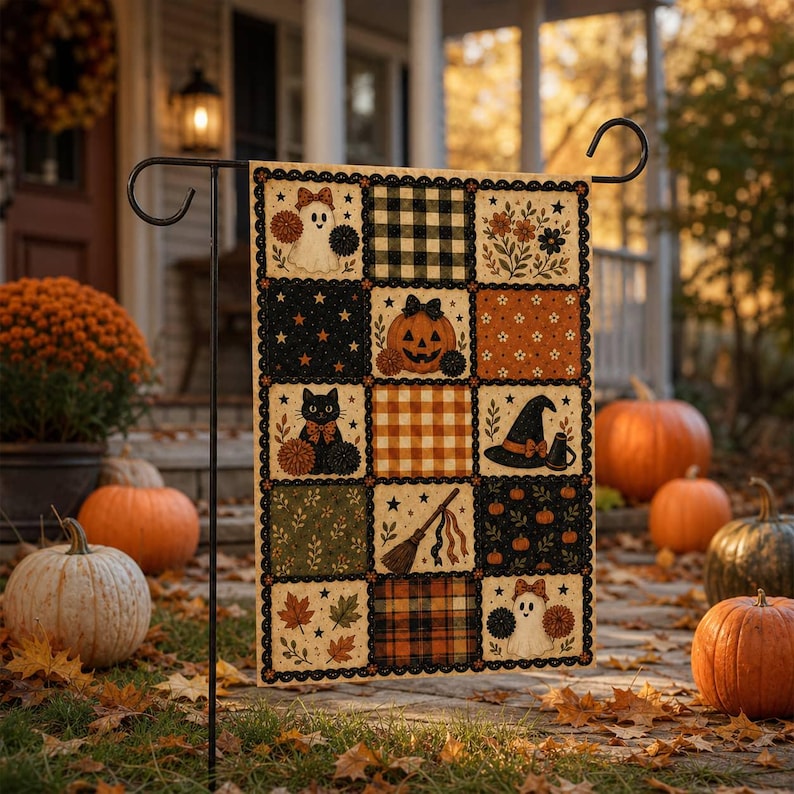 Cheerleader Theme Garden Flag Halloween Patchwork Fall Yard Decor