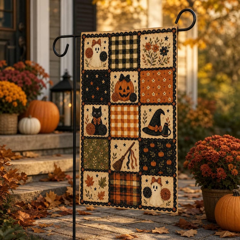 Cheerleader Theme Garden Flag Halloween Patchwork Fall Yard Decor