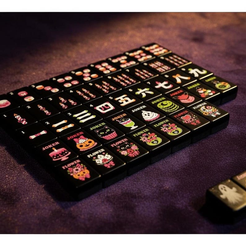 Ghost Mahjong Tile Set, Pastel Halloween Acrylic, 160-Piece American Mahjong