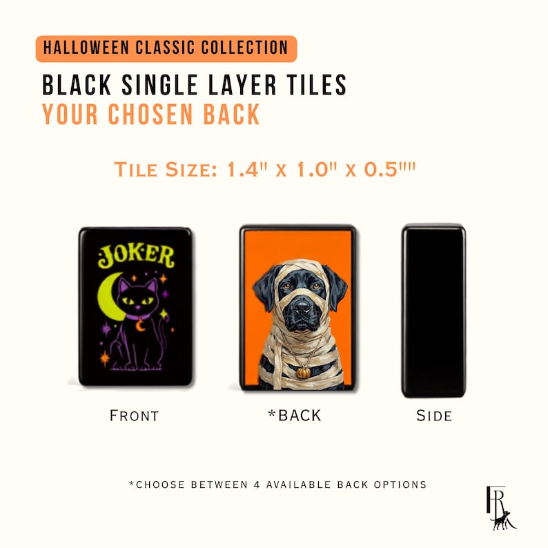 Halloween Classic Mahjong Set, Halloween Mahjong Tiles With Custom Back Design, 4 Back Options