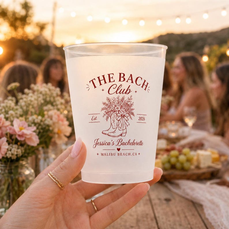 Personalized Cowgirl Boots Frosted Cups, Custom Frosted Plastic Stadium Cups for Beach Bach Weekend
