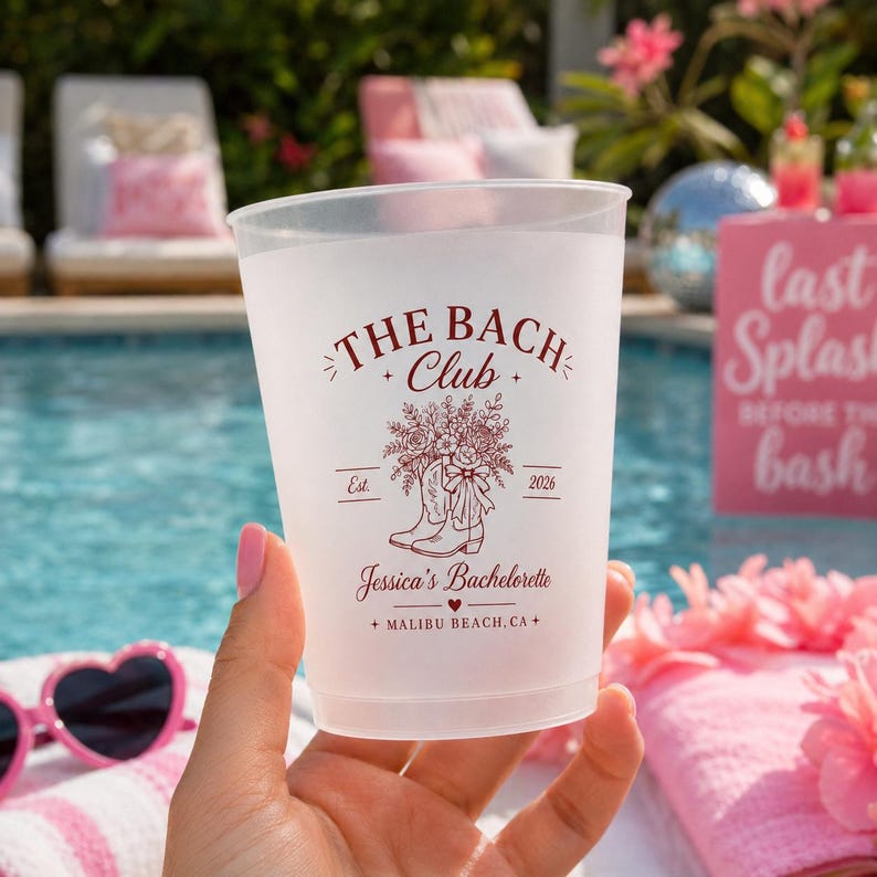 Personalized Cowgirl Boots Frosted Cups, Custom Frosted Plastic Stadium Cups for Beach Bach Weekend