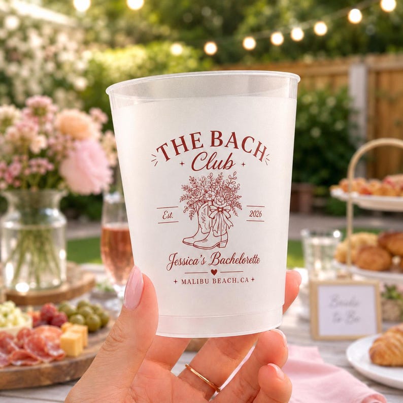 Personalized Cowgirl Boots Frosted Cups, Custom Frosted Plastic Stadium Cups for Beach Bach Weekend