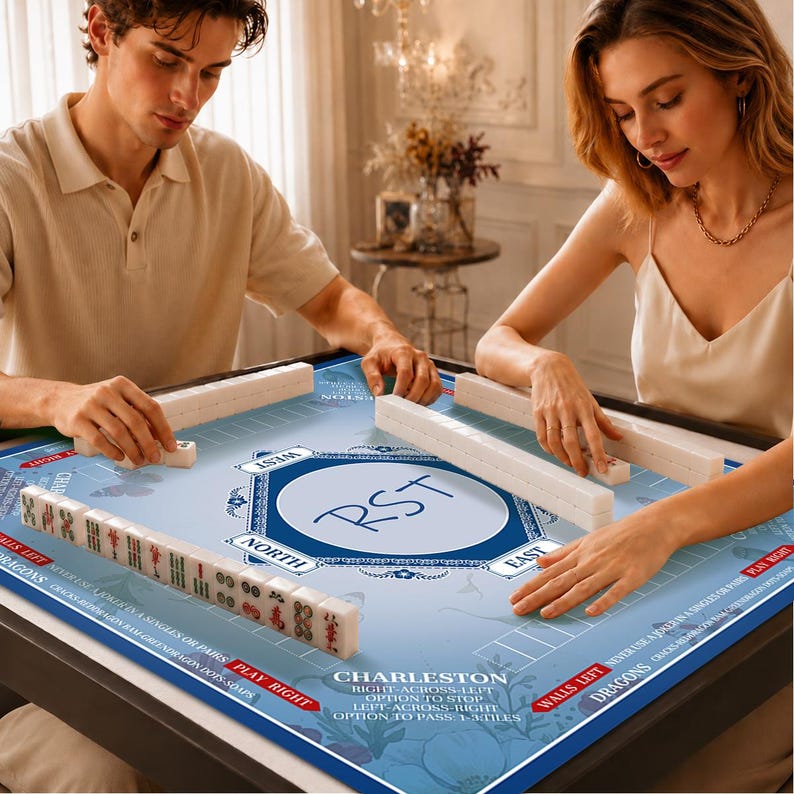 Mahjong Mat, Custom Mahjong Mat With Rules, Large Custom Tablecloths, Personalized Tablecloths, Personalized Mahjong Mats