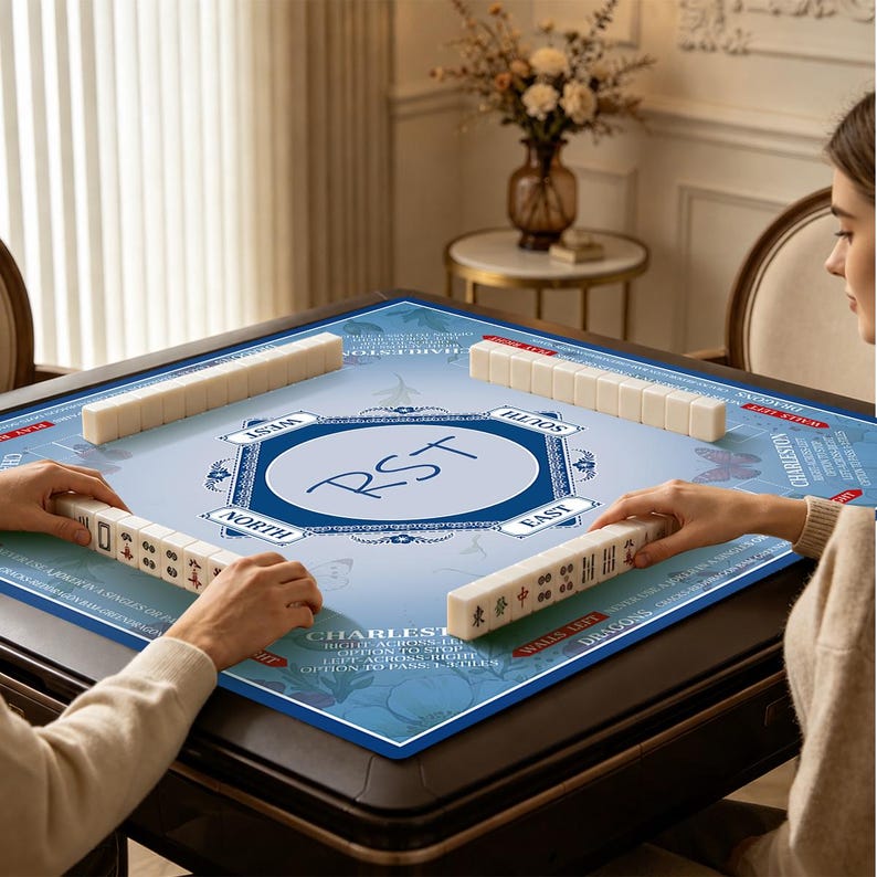 Mahjong Mat, Custom Mahjong Mat With Rules, Large Custom Tablecloths, Personalized Tablecloths, Personalized Mahjong Mats