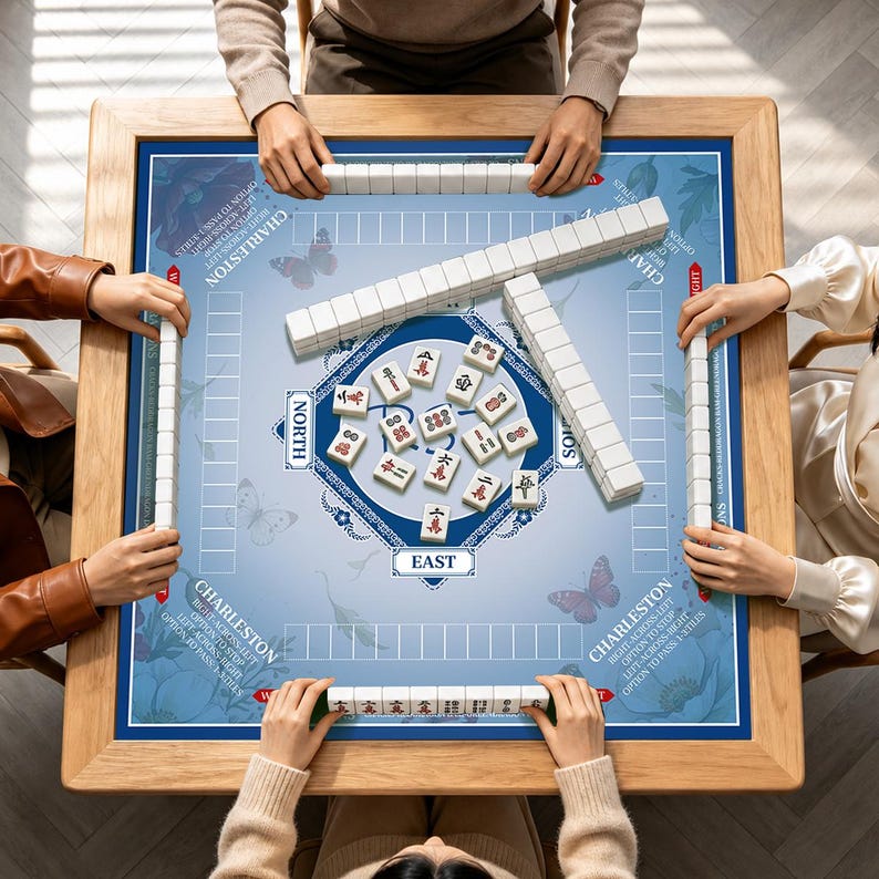 Mahjong Mat, Custom Mahjong Mat With Rules, Large Custom Tablecloths, Personalized Tablecloths, Personalized Mahjong Mats