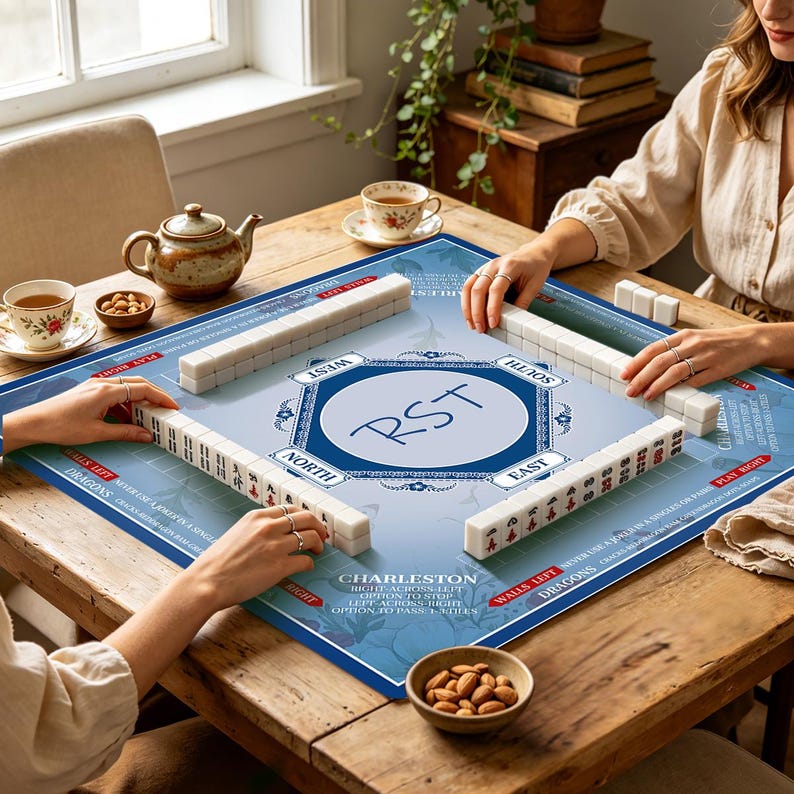 Mahjong Mat, Custom Mahjong Mat With Rules, Large Custom Tablecloths, Personalized Tablecloths, Personalized Mahjong Mats