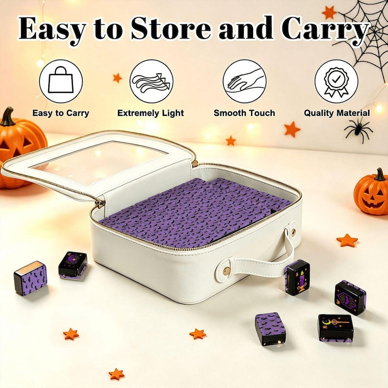 Mahjong Tile Set 160 Pieces, Halloween Mahjong Tiles, Spooky Mah Jongg Set, Witchy Mahj Tiles With Storage Box