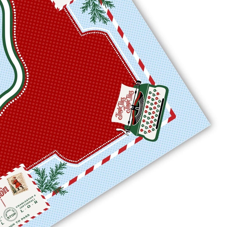 Santa’s Mahjong Mail Mahjong Mat, Holiday Collection, Vintage Christmas Mahj Mat, Retro Santa Game Table Mat