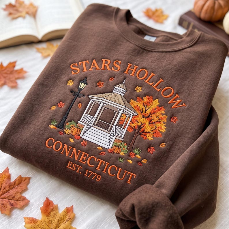 Embroidered Star Hollow Sweatshirt, Autumn Movie Series Crewneck, Gilmore Girls Gazebo, Autumn Festival Gift