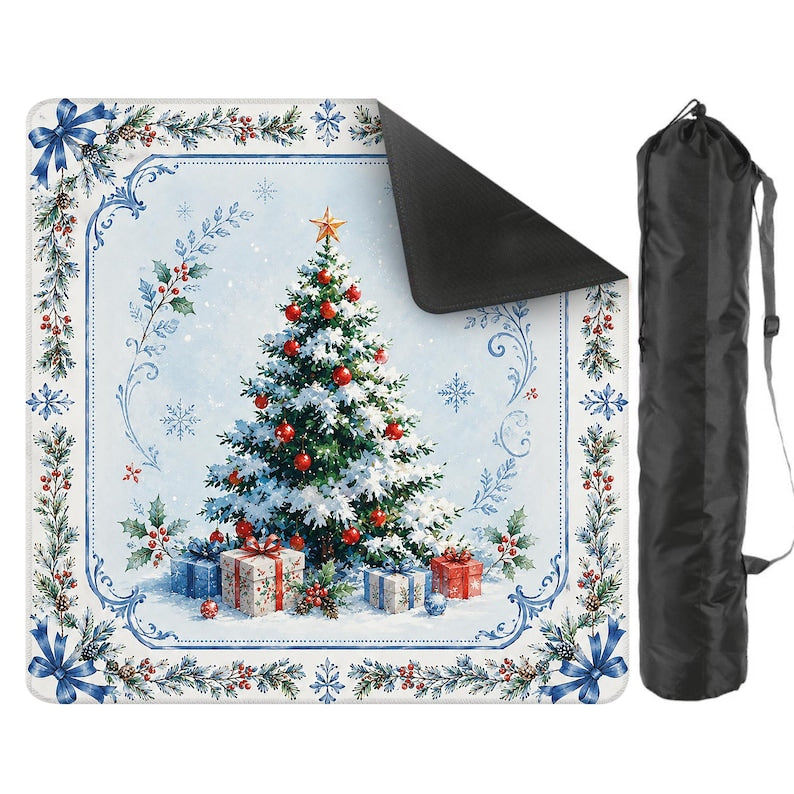 Christmas Mahjong Mat, Festive Winter Holiday Table Game Mat, Decorative Xmas Season Game Board Cover