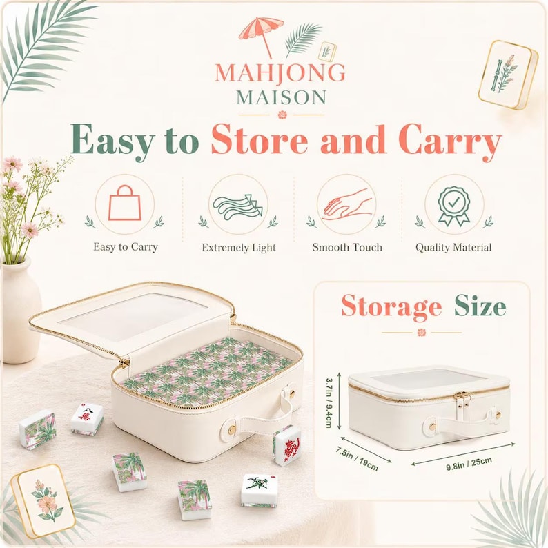 Pink Chinoiserie Crane Mahjong Tiles Included Box, Luxury American Mahjong Tiles, Asian Heritage Mahjong