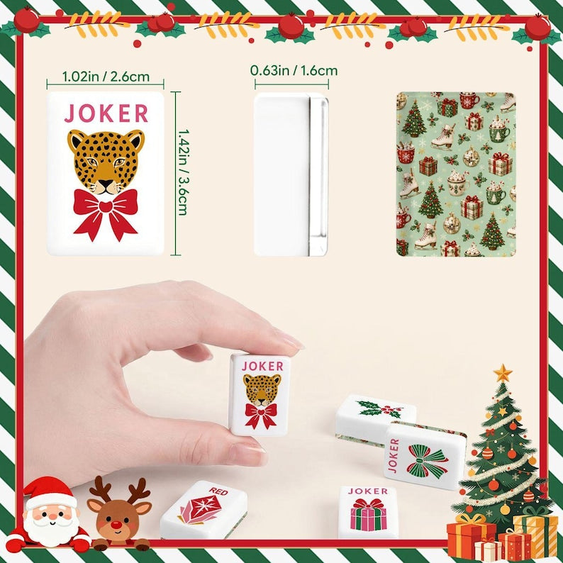 Christmas Mahjong Tiles, Holiday Mahjong Set, Festive American Mahjong Tiles, Winter Game Accessories